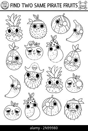 Pirate black and white I spy game for kids. Searching and counting ...