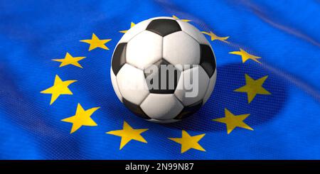 EM - European championship, football lies on the European flag Stock Photo