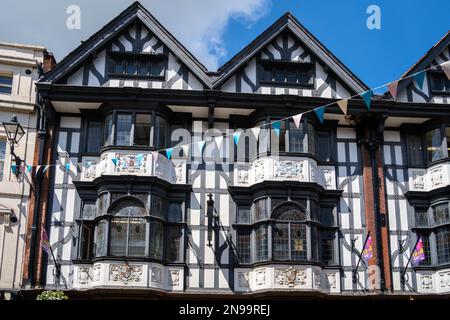 SHREWSBURY, SHROPSHIRE, UK - JULY 13 : View of old buildings in Shrewsbury, Shropshire on July 13, 2021 Stock Photo