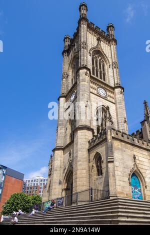 LIVERPOOL, UK - JULY 14 : View of the exterior facade of St Lukes Church in Liverpool, Merseyside, England, UK on July 14, 2021. Unidentified people Stock Photo