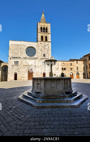 Bevagna Umbria Italy. San Michele Arcangelo church in San Silvestro square Stock Photo