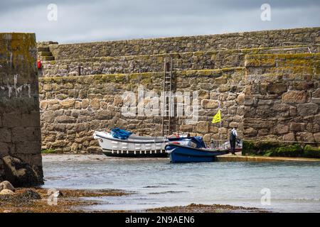 MARAZION, CORNWALL, UK - MAY 11 : View of St Michaels Mount harbour near Marazion Cornwall on May 11, 2021. One unidentified person Stock Photo
