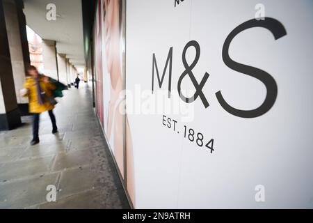 A general view of a Marks and Spencer's store on Oxford Street, central London. Picture date: Sunday February 12, 2023. Stock Photo