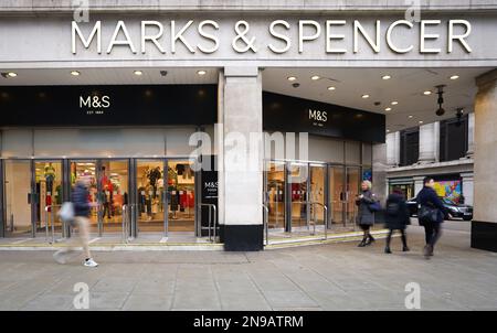 A general view of a Marks and Spencer's store on Oxford Street, central London. Picture date: Sunday February 12, 2023. Stock Photo