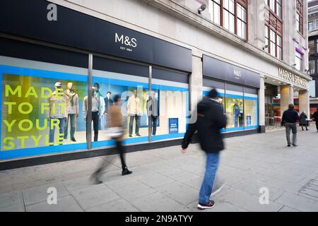 A general view of a Marks and Spencer's store on Oxford Street, central London. Picture date: Sunday February 12, 2023. Stock Photo