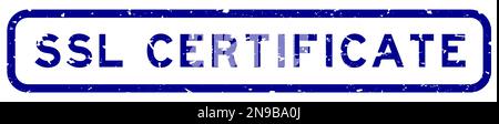 Grunge blue SSL (Abbreviation of secure sockets layer) certificate word square rubber seal stamp on white background Stock Vector