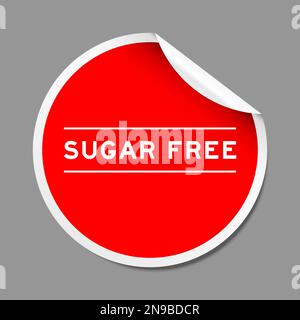 Red color peel sticker label with word sugar free on gray background Stock Vector