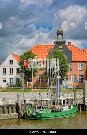 Toenning at Eider River in North Frisia,Eiderstedt Peninsula, Germany Stock Photo