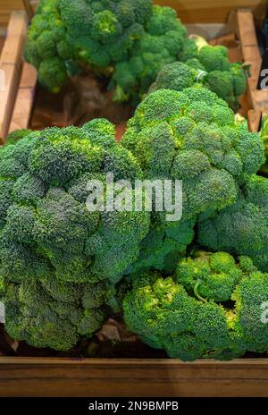 Close up of broccoli in a pile at the vegetable market Stock Photo