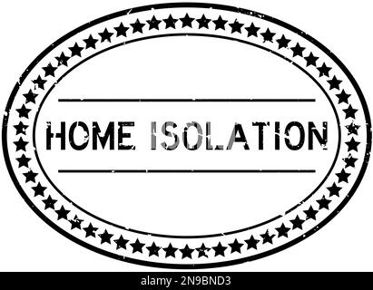Grunge black home isolation word oval rubber seal stamp on white background Stock Vector