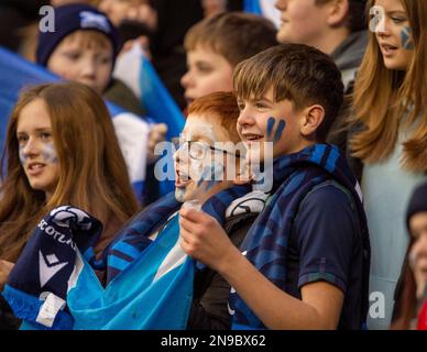 11th February 2023: Guinness Six Nations 2023. Scotland fans during the Scotland v Wales, Guinness Six Nations match at BT Murrayfield,  Edinburgh. Credit: Ian Rutherford Alamy Live News Stock Photo