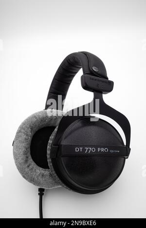 Zurich, Switzerland - December 21, 2022: Studio closed headphones Beyerdynamic DT 770 PRO for professional recording Stock Photo