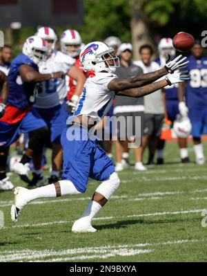 Buffalo Bills' Stevie Johnson (13) with fans during NFL football training  camp in Pittsford, N.Y., Thursday, July 26, 2012. (AP Photo/David Duprey  Stock Photo - Alamy