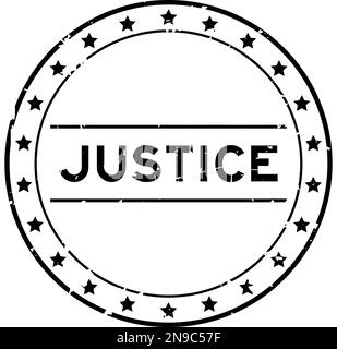 Grunge black justice word round rubber seal stamp on white background Stock Vector