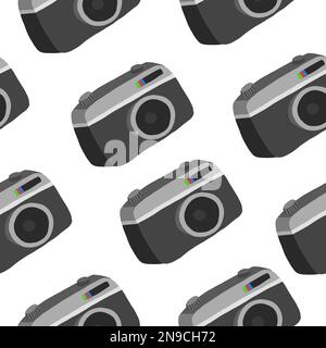 Photo camera seamless pattern. Vector illustration in cartoon flat style isolated on white background Stock Vector