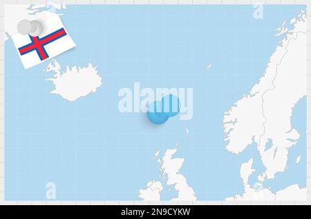 Map of Denmark with a pinned blue pin. Pinned flag of Denmark, vector ...