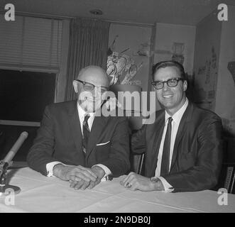 George Halas, coach and owner of the Chicago Bears, announces his  retirement as Bears head coach, during a press conference at his office in  Chicago, Ill., on May 27, 1968. (AP Photo