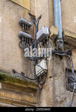 Low angle outdoor shot of a adventurous electric installation seen in Metz, a city in the Lorraine region in France Stock Photo