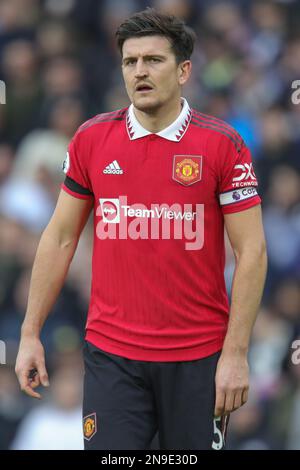 Leeds, UK. 12th Feb, 2023. Harry Maguire #5 of Manchester United during the Premier League match Leeds United vs Manchester United at Elland Road, Leeds, United Kingdom, 12th February 2023 (Photo by James Heaton/News Images) in Leeds, United Kingdom on 2/12/2023. (Photo by James Heaton/News Images/Sipa USA) Credit: Sipa USA/Alamy Live News Stock Photo