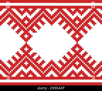 embroidered good like handmade cross-stitch ethnic Ukraine seamless pattern. Vector Stock Vector
