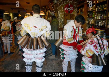 Several people dress up as Cigarrones for the celebration of Corredoiro Sunday as part of Entroido February 12 2023 in Verin Ourense Galicia Spain Verin celebrates Corredoiro Sunday the first day when