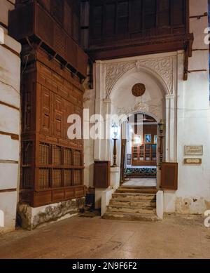 entrance to Baeshan House, Al-Balad, the historical area of Jeddah,, Saudi Arabia Stock Photo