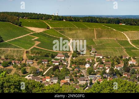 The landscape seen from the viewpoint of Sancerre, a wine growing AOC area in the Loire valley Stock Photo