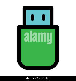 Flash drive icon line isolated on white background. Black flat thin icon on modern outline style. Linear symbol and editable stroke. Simple and pixel Stock Vector
