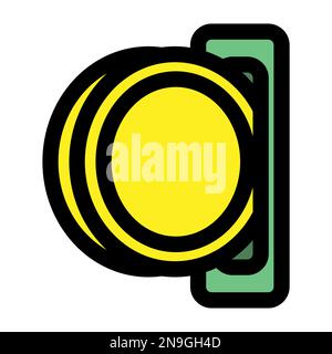 Insert coin icon line isolated on white background. Black flat thin icon on modern outline style. Linear symbol and editable stroke. Simple and pixel Stock Vector