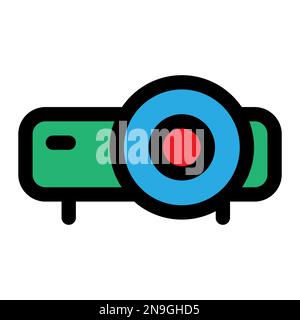 Projector icon line isolated on white background. Black flat thin icon on modern outline style. Linear symbol and editable stroke. Simple and pixel pe Stock Vector
