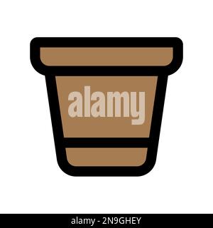 Flower pot icon line isolated on white background. Black flat thin icon on modern outline style. Linear symbol and editable stroke. Simple and pixel p Stock Vector