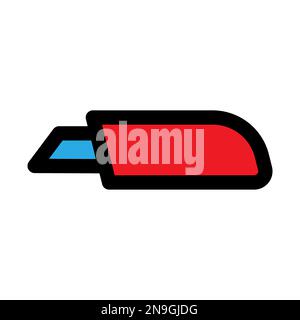 Office knife icon line isolated on white background. Black flat thin icon on modern outline style. Linear symbol and editable stroke. Simple and pixel Stock Vector