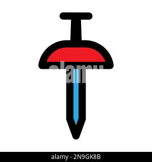 Pin map icon line isolated on white background. Black flat thin icon on modern outline style. Linear symbol and editable stroke. Simple and pixel perf Stock Vector