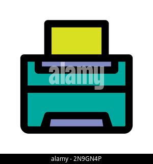 Office printer icon line isolated on white background. Black flat thin icon on modern outline style. Linear symbol and editable stroke. Simple and pix Stock Vector