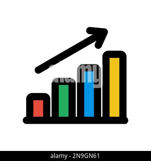 Growing stats icon line isolated on white background. Black flat thin icon on modern outline style. Linear symbol and editable stroke. Simple and pixe Stock Vector