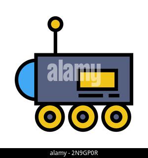 Moon rover icon line isolated on white background. Black flat thin icon on modern outline style. Linear symbol and editable stroke. Simple and pixel p Stock Vector