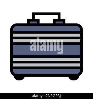 Money suitcase icon line isolated on white background. Black flat thin icon on modern outline style. Linear symbol and editable stroke. Simple and pix Stock Vector