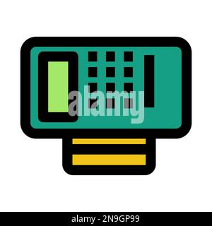 POS terminal icon line isolated on white background. Black flat thin icon on modern outline style. Linear symbol and editable stroke. Simple and pixel Stock Vector
