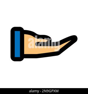Hand icon line isolated on white background. Black flat thin icon on modern outline style. Linear symbol and editable stroke. Simple and pixel perfect Stock Vector