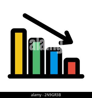 Decreasing stats icon line isolated on white background. Black flat thin icon on modern outline style. Linear symbol and editable stroke. Simple and p Stock Vector