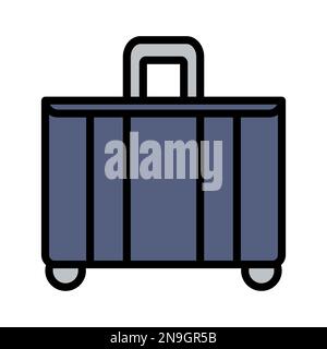 Suitcase icon line isolated on white background. Black flat thin icon on modern outline style. Linear symbol and editable stroke. Simple and pixel per Stock Vector