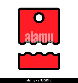 Torn price tag icon line isolated on white background. Black flat thin icon on modern outline style. Linear symbol and editable stroke. Simple and pix Stock Vector