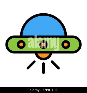 UFO icon line isolated on white background. Black flat thin icon on modern outline style. Linear symbol and editable stroke. Simple and pixel perfect Stock Vector
