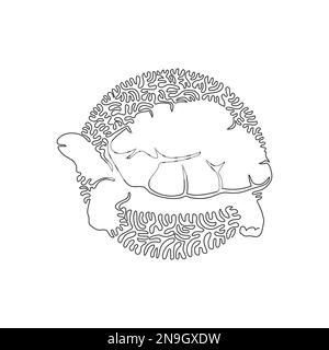 Continuous curve one line drawing of cute tortoise. Single line editable stroke vector illustration of excellent charismatic tortoise Stock Vector