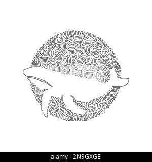 Continuous one curve line drawing of an amazing whale. Single line editable stroke vector illustration of torpedo shaped whale Stock Vector