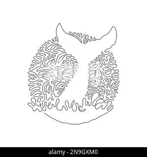 Continuous curve one line drawing of whales ambush food. Single line editable stroke vector illustration of whale heaviest animal Stock Vector