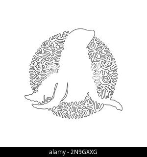 Continuous curve one line drawing of unique sea lion abstract art in circle. Single line editable stroke vector illustration of playful sea lion Stock Vector