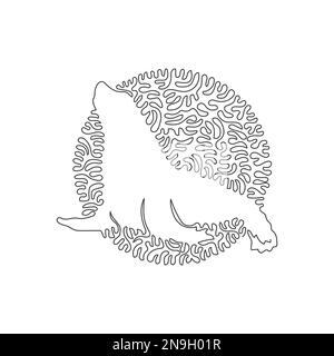 Single curly one line drawing of wing foot sea lion. Continuous line drawing graphic design vector illustration of the sea lion is a marine Stock Vector