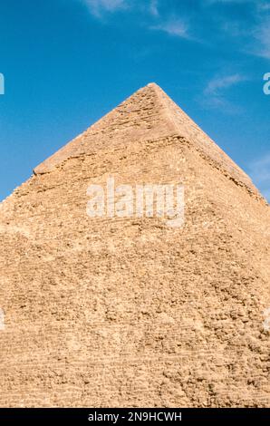Top of the Khafre (Chephren) Pyramid in Giza, Egypt. Archival scan from a slide. February 1987. Stock Photo