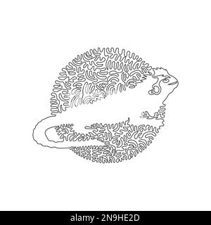 Continuous curve one line drawing of cute iguana abstract art. Single line editable stroke vector illustration of omnivorous iguana for logo Stock Vector